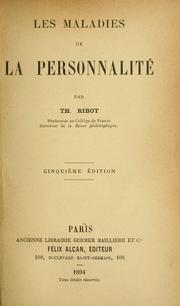 Cover of: Les maladies de la personnalité by Théodule Armand Ribot