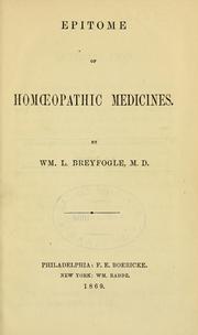 Cover of: Epitome of homoeopathic medicines