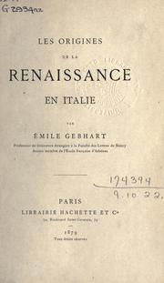 Cover of: Les origines de la Renaissance en Italie.