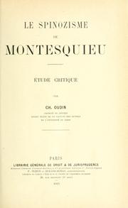 Cover of: Le spinozisme de Montesquieu by Charles Oudin