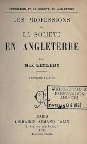 Cover of: Les professions et la société en Angleterre by Max Leclerc