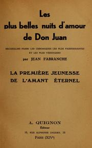 Cover of: Les plus belles nuits d'amour de Don Juan: la premi`ere jeunesse de l'amant éternel