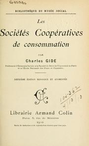Cover of: Les sociétés coopératives de consommation. by Charles Gide