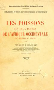 Cover of: poissons des eaux douces de l'Afrique occidentale: du Sénégal au Niger