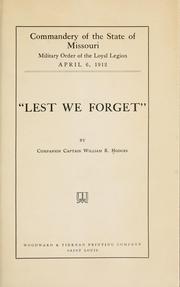 Cover of: ..."Lest we forget" by William Romaine Hodges