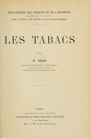 Cover of: Les tabacs. by Fédéric Bère