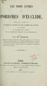 Cover of: Les trois livres de porismes d'Euclide