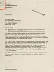 Cover of: [letter dated 8 June 1994] by Boston Redevelopment Authority