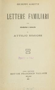 Cover of: Lettere familiari by Giuseppe Marco Antonio Baretti