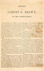 Cover of: Letter of Albert G. Brown, to his constituents.
