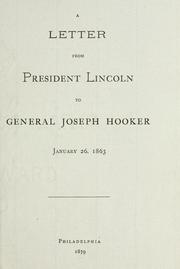 Cover of: A letter from President Lincoln to General Joseph Hooker, January 26, 1863 by Abraham Lincoln