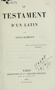 Cover of: Le Testament d'un Latin.