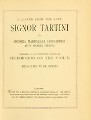 Cover of: letter from the late Signor Tartini to Signora Maddalena Lombardini (now Signora Sirmen): published as an important lesson to performers on the violin