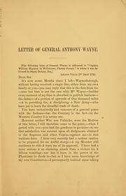 Cover of: Letter to General Anthony Wayne.