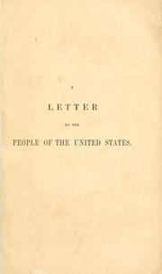 Cover of: A letter to the people of the United States touching the matter of slavery. by Theodore Parker