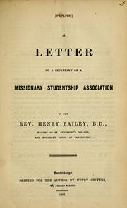 Cover of: letter to a secretary of a missionary studentship association
