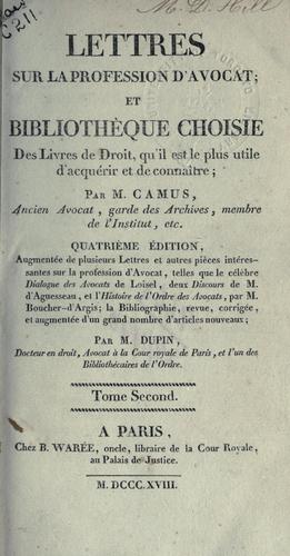 Lettres sur la profession d'avocat by Armand-Gaston Camus