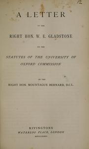 Cover of: A letter to the Right Hon. W.E. Gladstone by Mountague Bernard