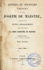 Cover of: Lettres et opuscules inédits by Joseph Marie de Maistre