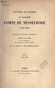 Cover of: Lettres et papiers, 1760-1850 by Nesselrode, Karl Robert Count.