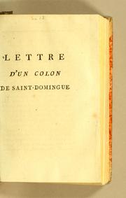 Cover of: Lettre d'un colon de Saint-Domingue.
