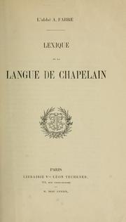 Cover of: Lexique de la langue de Chapelain.