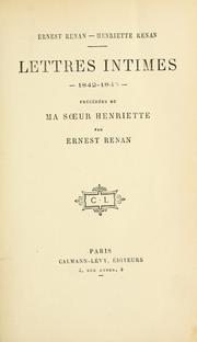 Cover of: Lettres intimes - 1842-1845 - by Ernest Renan