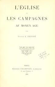 Cover of: Église et les campagnes au moyen age.