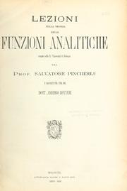 Cover of: Lezioni sulla teoria delle Funzioni analitiche: tenute nella R. Università di Bologna