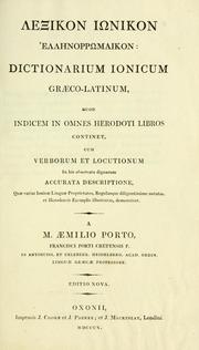 Cover of: Lexikon Iokon Hellorraikon =: Dictionarium Ionicum Graeco-Latinum, quod indicem in omnes Herodoti libros ...