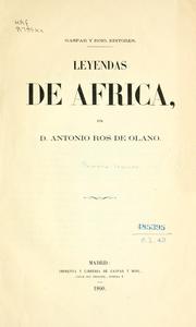 Cover of: Leyendas de Africa by Antonio Ros de Olano