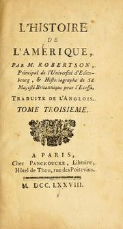 Cover of: L'histoire de l'Amerique by William Robertson