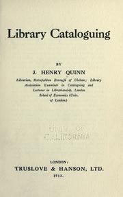 Cover of: Library cataloguing