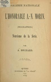 Cover of: onorable A.N. Morin.