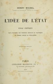 Cover of: L'idée de l'état: essai critique sur l'histoire des théories sociales et politiques en France depuis la Révolution.