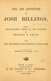 Cover of: Life and adventures of Josh Billings: with a characteristic sketch of the humorist