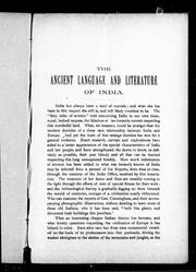 Cover of: The ancient language and literature of India: a paper read before the Hamilton Association, Dec. 11, 1884