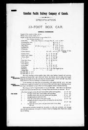 Cover of: Specification of 33-foot box car by Canadian Pacific Railway Company