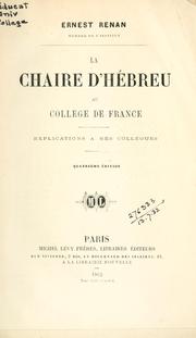 Cover of: La Chaire d'Hébreu au Collége de France. by Ernest Renan