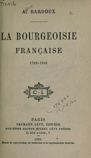 Cover of: bourgeoisie fran[çaise, 1789-1848.