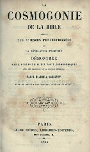 Cover of: La Cosmogonie de la Bible devant les sciences perfectionées.