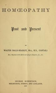 Cover of: Homoeopathy, past and present