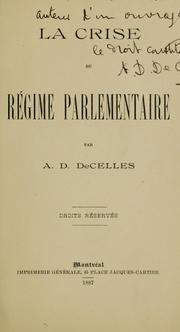 Cover of: La crise du régime parlementaire