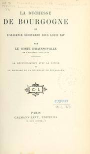 Cover of: duchesse de Bourgogne et l'alliance sovoyarde sous Louis XIV