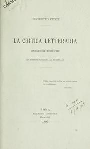 Cover of: La critica letteraria by Benedetto Croce