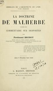 Cover of: doctrine de Malherbe d'après son commentaire sur Desportes.