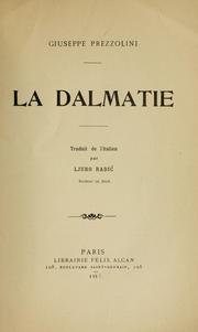 Cover of: Dalmatie.