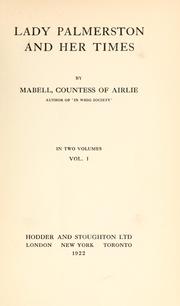 Cover of: Lady Palmerston and her times by Airlie, Mabell Countess of