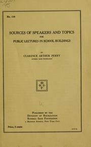 Cover of: Sources of speakers and topics for public lectures in school buildings