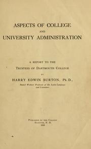 Cover of: Aspects of college and university administration